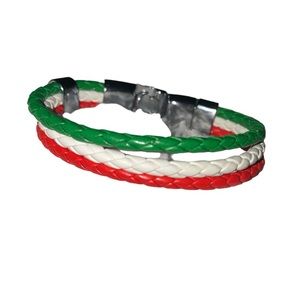 Italian Flag Bangle Leather Bracelet